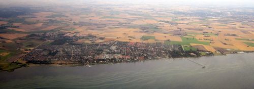 Letecký snímek z malého města