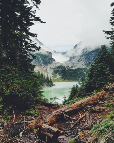 Foggy weather in Blanca Lake, United States