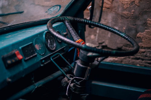 Car dashboard and wheel