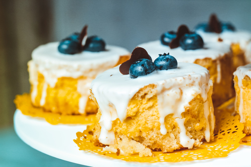 Blueberry scones with frosting