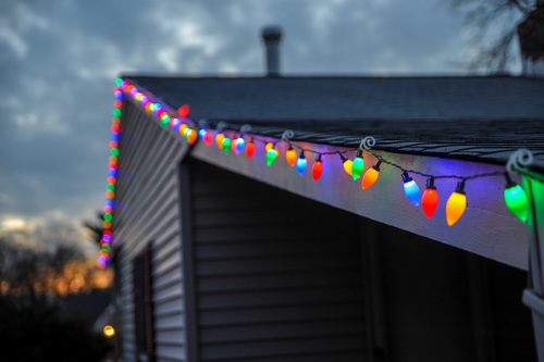 Huis met holiday lights