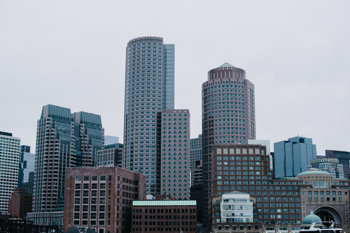 De skyline van de stad van Boston