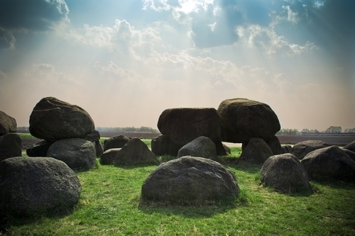 Big stones in grass