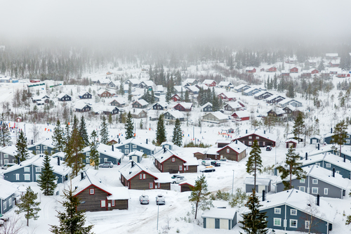Neve em uma aldeia