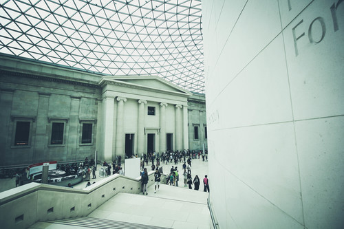 British Museum with visitors inside