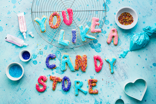 Colorful candy letters