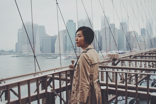 Asian girl in Brooklyn, New York,US