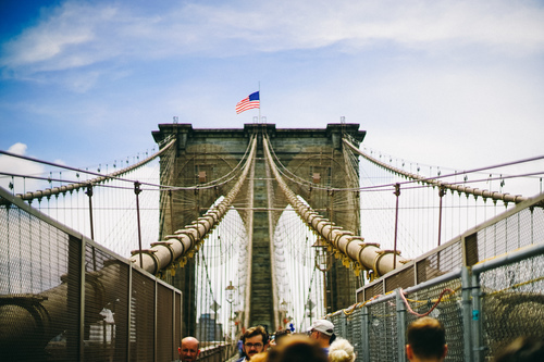 Pedestres da ponte de Brooklyn