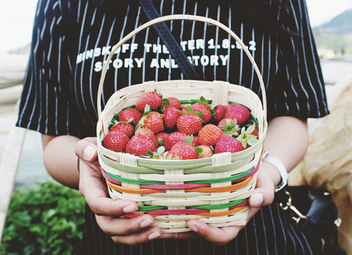 Woman with strawberries