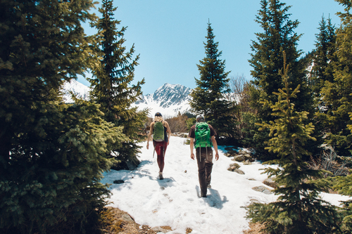 Two hikers in a snow
