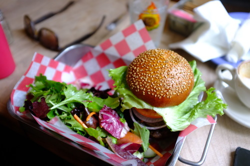 Burger and a salad