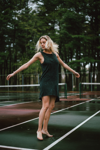 Girl in tennis court