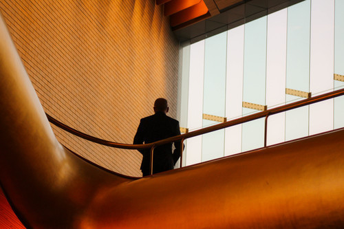 Businessman on a staircase