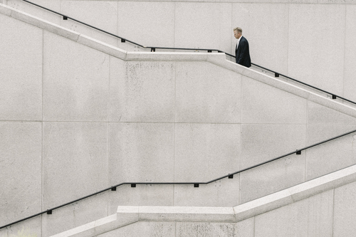 Businessman on stairs