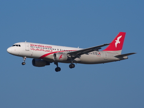 Vzduch Arábie Maroc Airbus přistání na letišti Schiphol