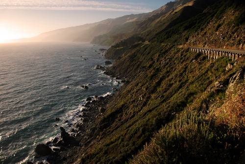 Road overlooking the sea coast