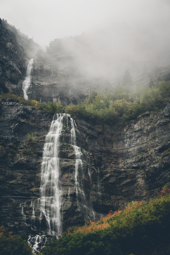 Waterfalls in bad weather