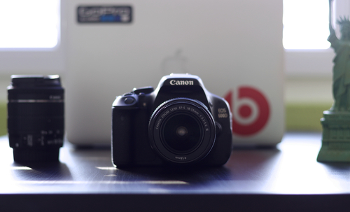 Câmera e lente de Canon