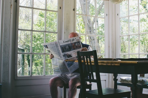 Grandpa reading newspaper