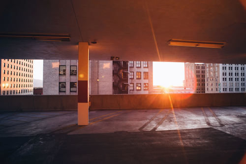 Car parking with sunlight