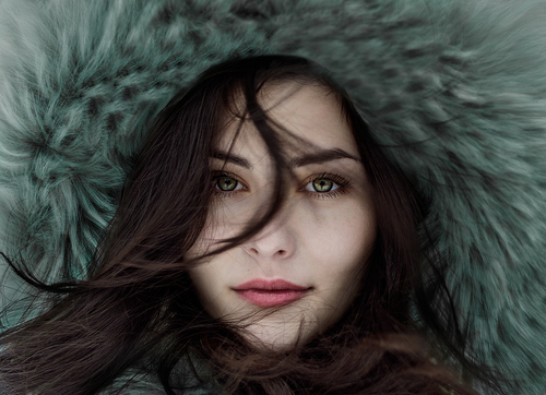 Girl in fur cap