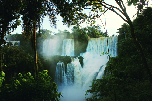 Cascading waterfalls in jungle