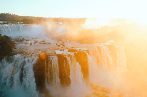 Beautiful waterfalls in sunset