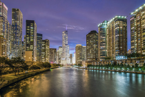 Night lights of Chicago, United States