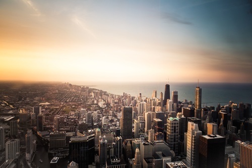Chicago i solnedgången