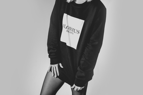 Girl in black and white sweatshirt