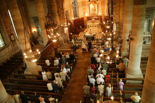 Church ceremony from overhead