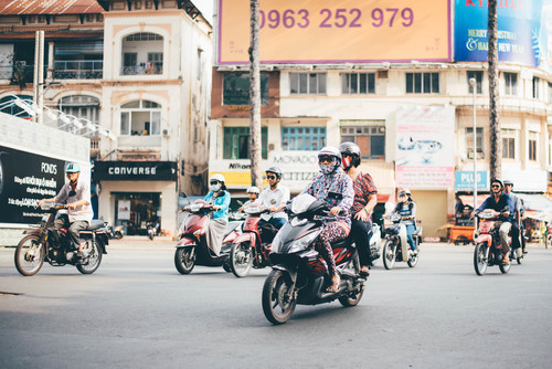 Motorbikes in the street
