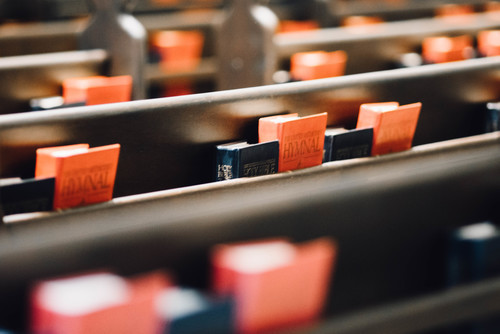 Church books in rows