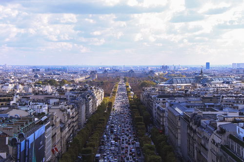Paris with traffic