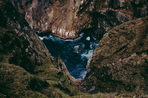 Narrow bay with tall cliffs