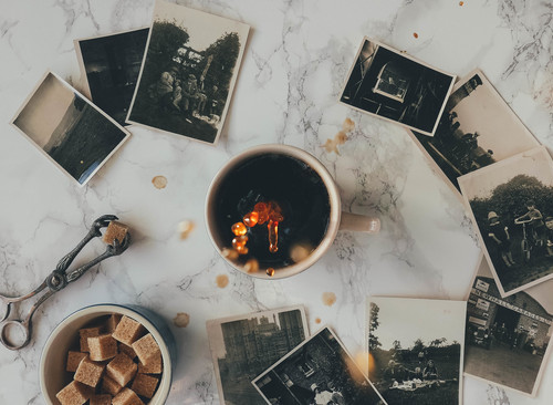 Kahve ve vintage fotoğraf
