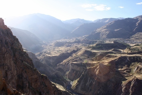 Вид на Колка, місті Chivay, Перу