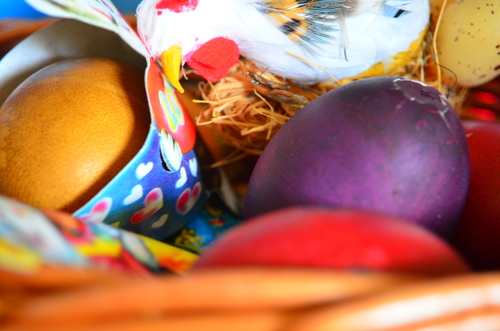 Closeup of Easter eggs
