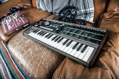 Keyboard on the old sofa