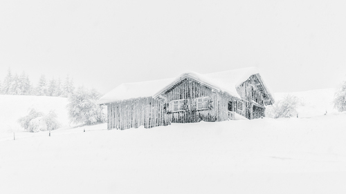 Hus i snön