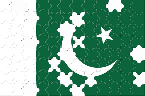 Bandiera pakistana con pezzi del puzzle