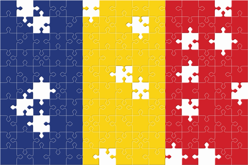 Romanian flag with puzzle pieces