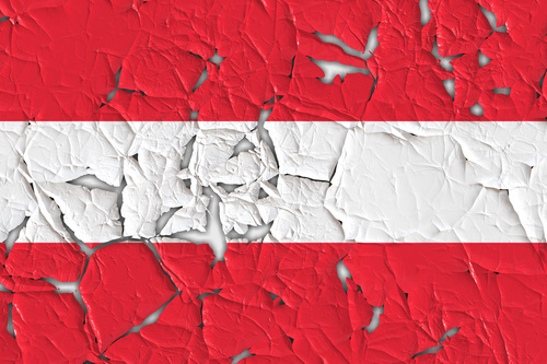 Austrian flag with peeled off pieces