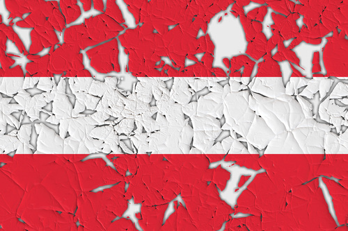 Flag of Austria peeled off