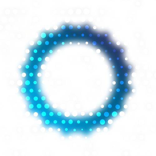Glowing dots on blue circle