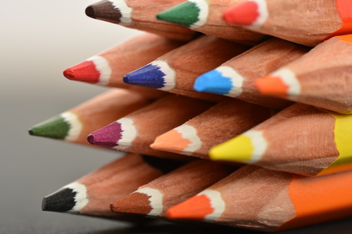 Colored pencils macro photo