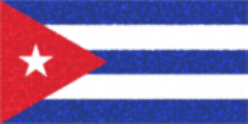 Vlajka Kuby s zářící kruhy