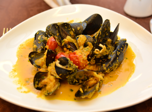 Comida de mejillones