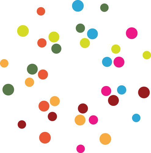 Colored dots on white background