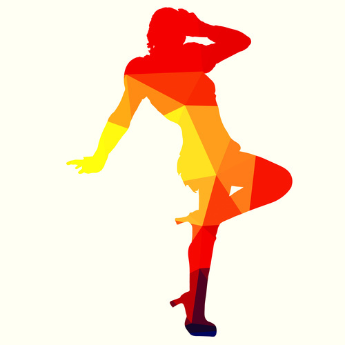 Girl posing red silhouette